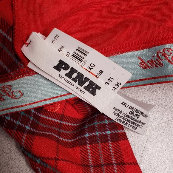 PINK Logo Cotton Triangle Bralette – Red Plaid – Size XXL – NWT - Picture 12 of 12